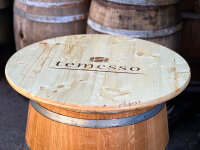 TONNEAU AVEC VOTRE LOGO - Tonneau à vin 225L poli personnalisé comme table haute