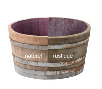 Tonneau de décoration 225 litres en bois de chêne massif - rustique