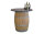 Weinfass als Stehtisch mit Tischplatte Nussbaum - Fass natur Tischplatte: Durchmesser 100 cm