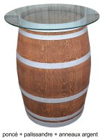 Tonneau de vin en fût de chêne avec plateau en verre - nature