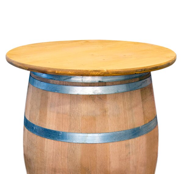 Tischplatte aus Holz mit Eichenlasur für Weinfass Stehtisch Bohrung: Ohne Bohrung, Durchmesser: 80 cm