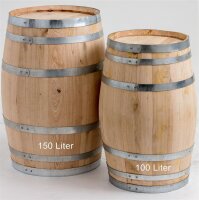 100 Liter Holzfass NATUR als Regenfass, neu gefertigt aus Kastanienholz, ohne Deckel