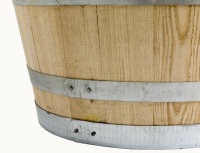 Holzfass als Regenfass, neu gefertigt - 100 oder 150 Liter Kastanienholz natur Deckel: Deckel mit Kordel / Seil, Volumen: 100 LIter
