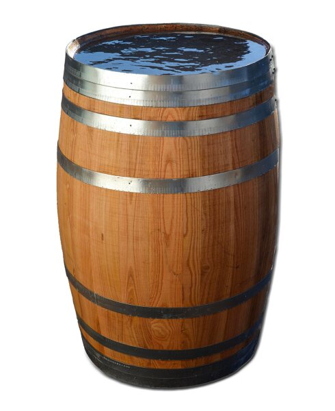 Tonneau Châtaignier 100 Litres Neuf Huilé - Fermé Comme Table Ou Ouvert Comme Bac Pluie - Décoration Jardin Haut De Gamme (Diam. 52 Cm)