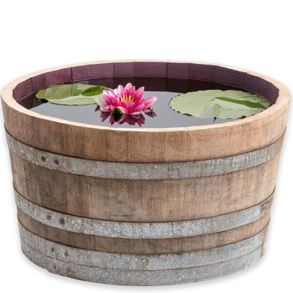 Demi tonneau de vin en bois de chêne - pot de fleurs ou mini étang