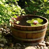 Demi tonneau de vin en bois de chêne - pot de fleurs ou mini étang
