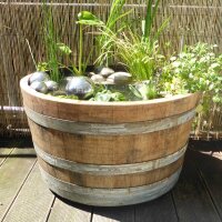 Demi tonneau de vin en bois de chêne - pot de fleurs ou mini étang