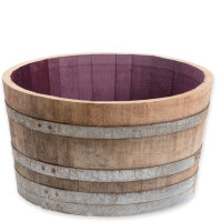 Demi tonneau de vin en bois de chêne - pot de fleurs ou mini étang