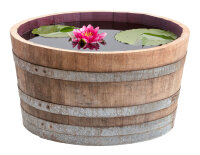 Demi tonneau de vin en bois de chêne - pot de fleurs ou mini étang