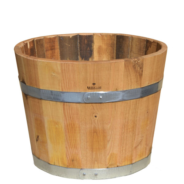 Demi tonneau de châtaignier - comme bac à fleurs, pot de fleurs, jardinière - huilé