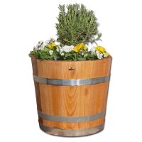 Demi tonneau de châtaignier - comme bac à fleurs, pot de fleurs, jardinière - huilé