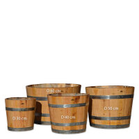 Demi tonneau de châtaignier - comme bac à fleurs, pot de fleurs, jardinière - huilé