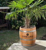 TONNEAU AVEC VOTRE LOGO - Tonneau à vin 225L poli personnalisé comme table haute