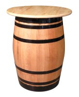TONNEAU AVEC VOTRE LOGO - Tonneau à vin 225L poli personnalisé comme table haute