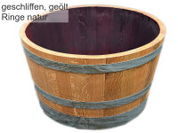 Demi tonneau de vin en bois de chêne restauré - pot de fleurs ou mini étang